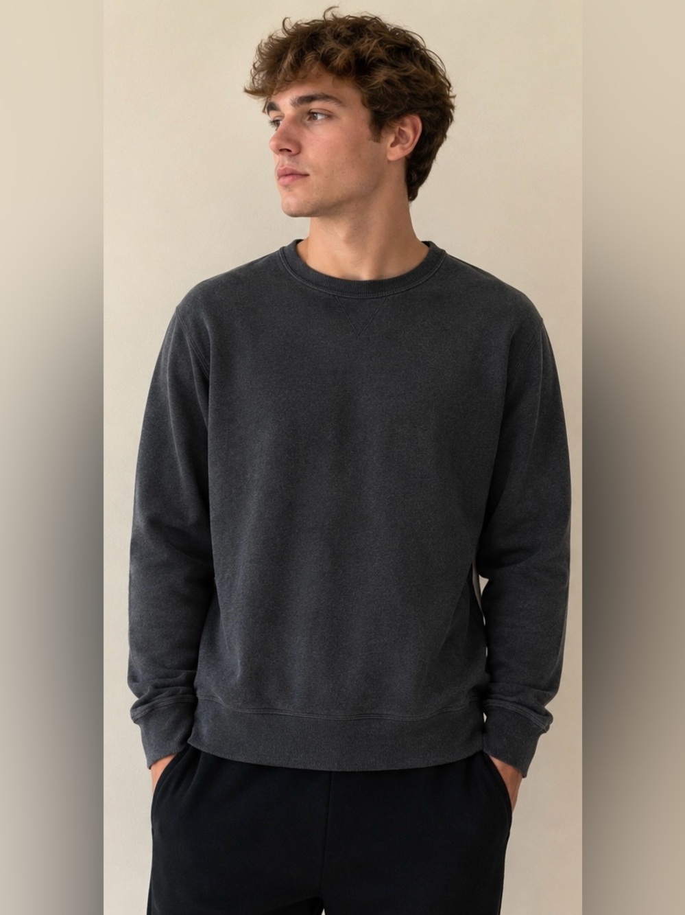 Kit and Ace Crewneck Sweatshirt Men’s Medium Black Pullover Zip Pocket